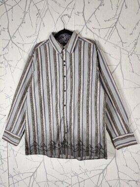 Rock Roll N Soul Artsy Stripe Paisley Contrast Cuff Shirt